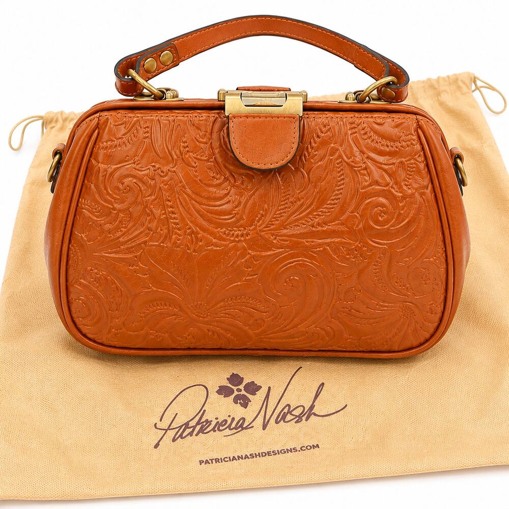 Patricia Nash Gracchi Frame, Florence Tooled leather, Satchel Crossbody Bag